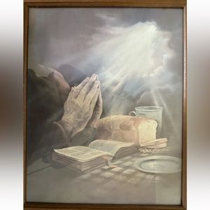CHRISTIAN PRAYING HANDS F.C.
Foster Picture Print Wood Frame
Vintage.
